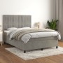 Cama box spring con colchón terciopelo gris claro 140x190 cm de , Camas y somieres - Ref: Foro24-3143139, Precio: 557,63 €, D...