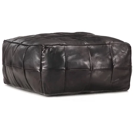Puf negro 60x60x30 cm cuero auténtico de cabra de , Otomanas - Ref: Foro24-248134, Precio: 143,76 €, Descuento: %