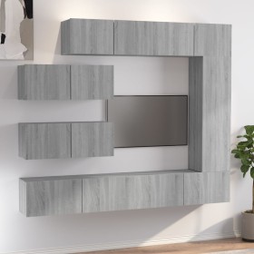 TV furniture set 7 pieces Sonoma gray plywood by , TV Furniture - Ref: Foro24-3114564, Price: 312,88 €, Discount: %