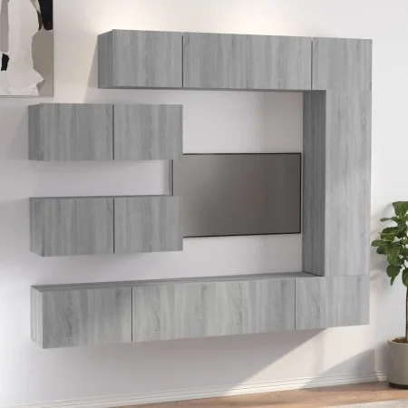 Set de muebles para TV 7 pzas madera contrachapada gris Sonoma de , Muebles TV - Ref: Foro24-3114564, Precio: 313,84 €, Descu...