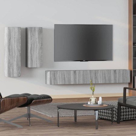 TV-Möbelset 4-teilig Sonoma graues Sperrholz von , TV-Möbel - Ref: Foro24-3114636, Preis: 163,62 €, Rabatt: %