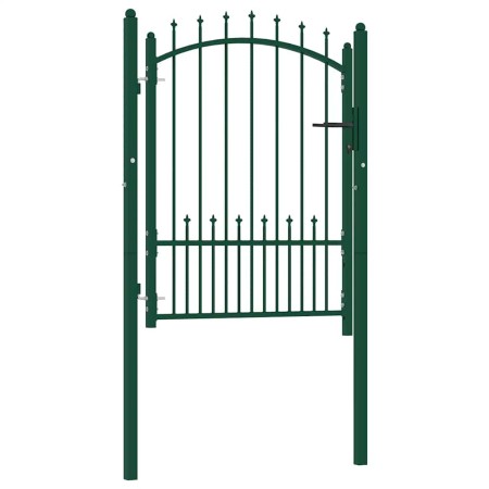 Puerta de valla con picos acero verde 100x125 cm