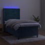 Box spring bed with mattress and LED dark blue velvet 80x200 cm by , Beds and slatted bases - Ref: Foro24-3139653, Price: 311...