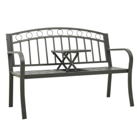 Banco de jardín con mesa acero gris 120 cm