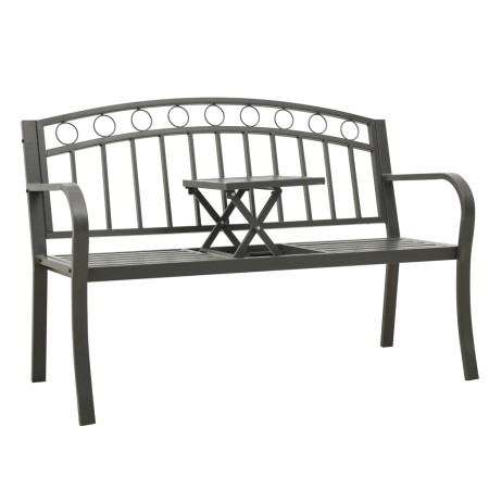 Banco de jardín con mesa acero gris 120 cm de , Bancos de jardín - Ref: Foro24-319585, Precio: 131,89 €