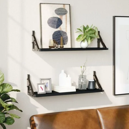 Wall shelves 2 units black 60x15x15.5 cm by , Shelves and shelves - Ref: Foro24-836323, Price: 25,01 €, Discount: %