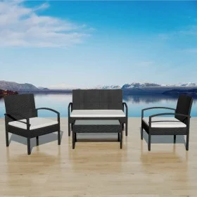 Garden furniture set, 4 pieces, with black synthetic rattan cushions. by vidaXL, Garden sets - Ref: Foro24-42673, Price: 207,...