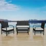 Set muebles de jardín 4 piezas y cojines ratán sintético negro de vidaXL, Conjuntos de jardín - Ref: Foro24-42673, Precio: 20...