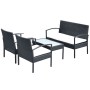 4-teiliges Gartenmöbel-Set und Kissen Kunstrattan schwarz von vidaXL, Gartensets - Ref: Foro24-42673, Preis: 210,27 €, Rabatt: %