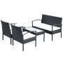 Set muebles de jardín 4 piezas y cojines ratán sintético negro de vidaXL, Conjuntos de jardín - Ref: Foro24-42673, Precio: 20...