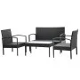 Set muebles de jardín 4 piezas y cojines ratán sintético negro de vidaXL, Conjuntos de jardín - Ref: Foro24-42673, Precio: 20...