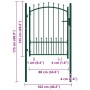 Puerta de valla con picos acero verde 100x125 cm
