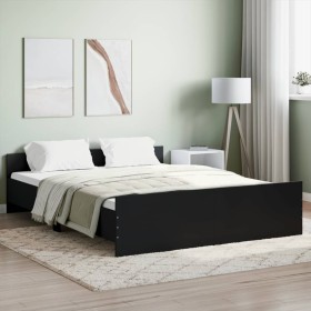 Bed frame with headboard and footboard black 140x200 cm by , Beds and slatted bases - Ref: Foro24-3203748, Price: 121,50 €, D...