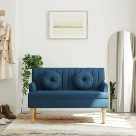 Bench with blue fabric cushions 113x64.5x75.5 cm by , Banks - Ref: Foro24-372136, Price: 178,00 €, Discount: %