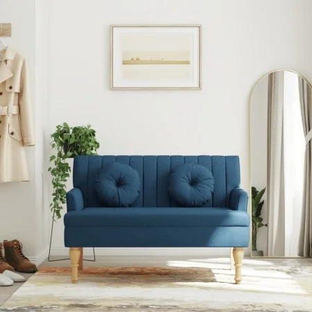 Bench with blue fabric cushions 113x64.5x75.5 cm by , Banks - Ref: Foro24-372136, Price: 178,00 €, Discount: %