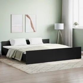 Bed frame with headboard and footboard black 180x200 cm by , Beds and slatted bases - Ref: Foro24-3203769, Price: 154,70 €, D...