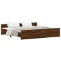 Bed frame with brown oak headboard and footboard 180x200 cm by , Beds and slatted bases - Ref: Foro24-3203774, Price: 176,16 ...