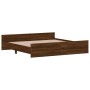 Bed frame with brown oak headboard and footboard 180x200 cm by , Beds and slatted bases - Ref: Foro24-3203774, Price: 170,89 ...