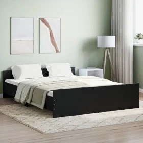 Bed frame with headboard and footboard black 160x200 cm by , Beds and slatted bases - Ref: Foro24-3203762, Price: 128,18 €, D...