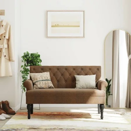 Bench with brown synthetic suede backrest 120x62x75.5 cm by , Banks - Ref: Foro24-372129, Price: 194,60 €, Discount: %