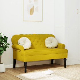 Banco con respaldo terciopelo amarillo 119,5x64,5x75 cm