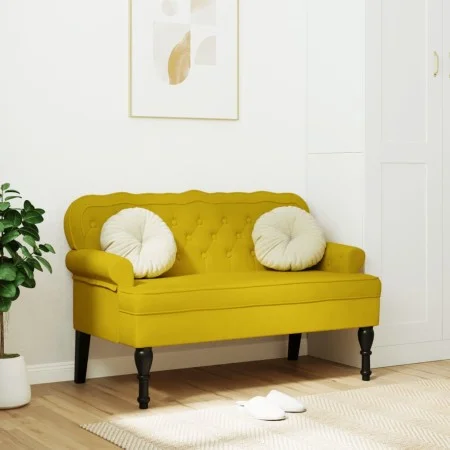 Bank mit gelber Samtrückenlehne 119,5 x 64,5 x 75 cm von , Banken - Ref: Foro24-372162, Preis: 186,21 €, Rabatt: %