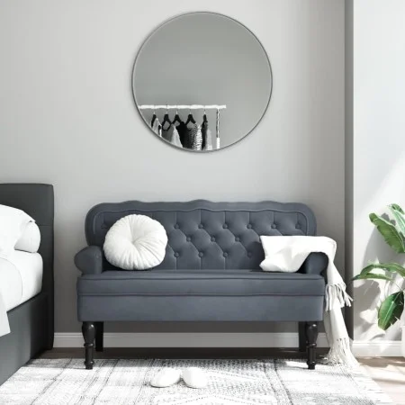 Bench with dark gray velvet backrest 119.5x64.5x75 cm by , Banks - Ref: Foro24-372157, Price: 176,56 €, Discount: %