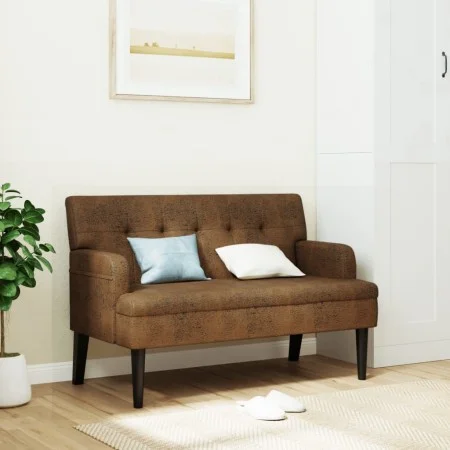 Bench with brown synthetic suede backrest 112x65.5x75 cm by , Banks - Ref: Foro24-372155, Price: 179,41 €, Discount: %
