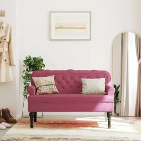 Bench with red velvet backrest 119.5x64.5x75 cm by , Banks - Ref: Foro24-372160, Price: 192,56 €, Discount: %