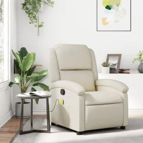 Cream Synthetic Leather Massage Recliner by , Armchairs - Ref: Foro24-371783, Price: 212,69 €, Discount: %