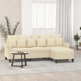 3-seater sofa with cream fabric stool 180 cm by , Sofas - Ref: Foro24-3201091, Price: 310,76 €, Discount: %