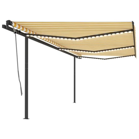 Toldo automático LED sensor de viento amarillo y blanco 6x3 m by , Awnings - Ref: Foro24-3070213, Price: 845,98 €, Discount: %