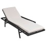 Sonnenliege mit schwarzem synthetischem Rattankissen von vidaXL, Liegen - Ref: Foro24-43108, Preis: 158,74 €, Rabatt: %