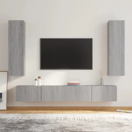 4-teiliges TV-Möbelset Sperrholz Sonoma grau von , TV-Möbel - Ref: Foro24-3114212, Preis: 170,01 €, Rabatt: %