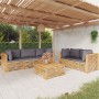 Juego muebles de jardín 6 piezas y cojines madera maciza teca