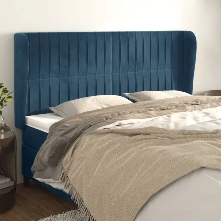 Headboard with dark blue velvet ears 163x23x118/128 cm by , Headboards and footboards - Ref: Foro24-3118252, Price: 152,99 €,...
