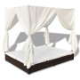 Sonnenliege mit braunen Vorhängen aus synthetischem Rattan von vidaXL, Betten im Freien - Ref: Foro24-42947, Preis: 470,10 €,...