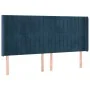 Headboard with dark blue velvet ears 163x16x118/128 cm by , Headboards and footboards - Ref: Foro24-3119876, Price: 146,72 €,...