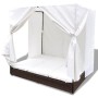 Sonnenliege mit braunen Vorhängen aus synthetischem Rattan von vidaXL, Betten im Freien - Ref: Foro24-42947, Preis: 470,10 €,...