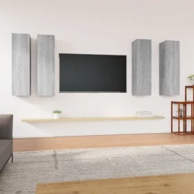 TV-Möbel 4 Stück Sperrholz Sonoma grau 30,5x30x110cm von , TV-Möbel - Ref: Foro24-3120333, Preis: 166,41 €, Rabatt: %