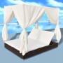 Sonnenliege mit braunen Vorhängen aus synthetischem Rattan von vidaXL, Betten im Freien - Ref: Foro24-42947, Preis: 470,10 €,...