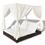 Sonnenliege mit braunen Vorhängen aus synthetischem Rattan von vidaXL, Betten im Freien - Ref: Foro24-42947, Preis: 470,10 €,...