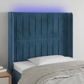LED-Kopfteil aus dunkelblauem Samt, 83 x 16 x 118/128 cm von , Kopf- und Fußteile - Ref: Foro24-3124320, Preis: 95,54 €, Raba...