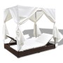 Sonnenliege mit braunen Vorhängen aus synthetischem Rattan von vidaXL, Betten im Freien - Ref: Foro24-42947, Preis: 470,10 €,...