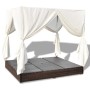Sonnenliege mit braunen Vorhängen aus synthetischem Rattan von vidaXL, Betten im Freien - Ref: Foro24-42947, Preis: 470,10 €,...