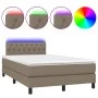 Cama box spring con colchón y LED tela gris taupe 120x200 cm de , Camas y somieres - Ref: Foro24-3133385, Precio: 358,61 €, D...