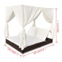 Sonnenliege mit braunen Vorhängen aus synthetischem Rattan von vidaXL, Betten im Freien - Ref: Foro24-42947, Preis: 470,10 €,...