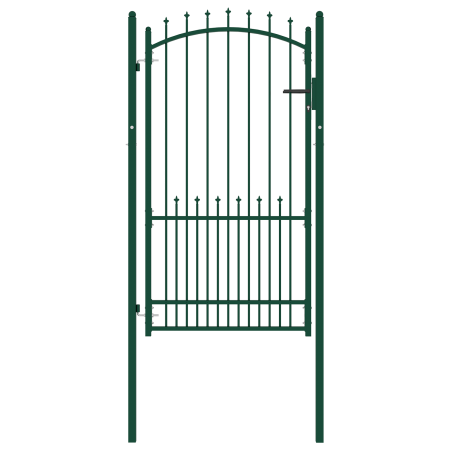 Puerta de valla con picos acero verde 100x175 cm