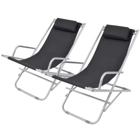 Tumbonas reclinables 2 unidades acero negro de vidaXL, Tumbonas - Ref: Foro24-42936, Precio: 141,00 €, Descuento: %