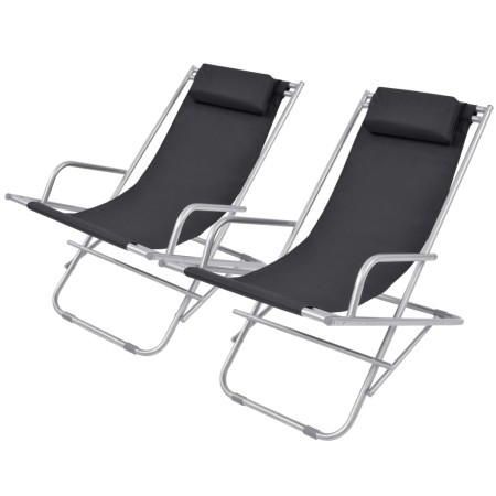Liegestühle 2 Einheiten aus schwarzem Stahl von vidaXL, Liegen - Ref: Foro24-42936, Preis: 134,62 €, Rabatt: %